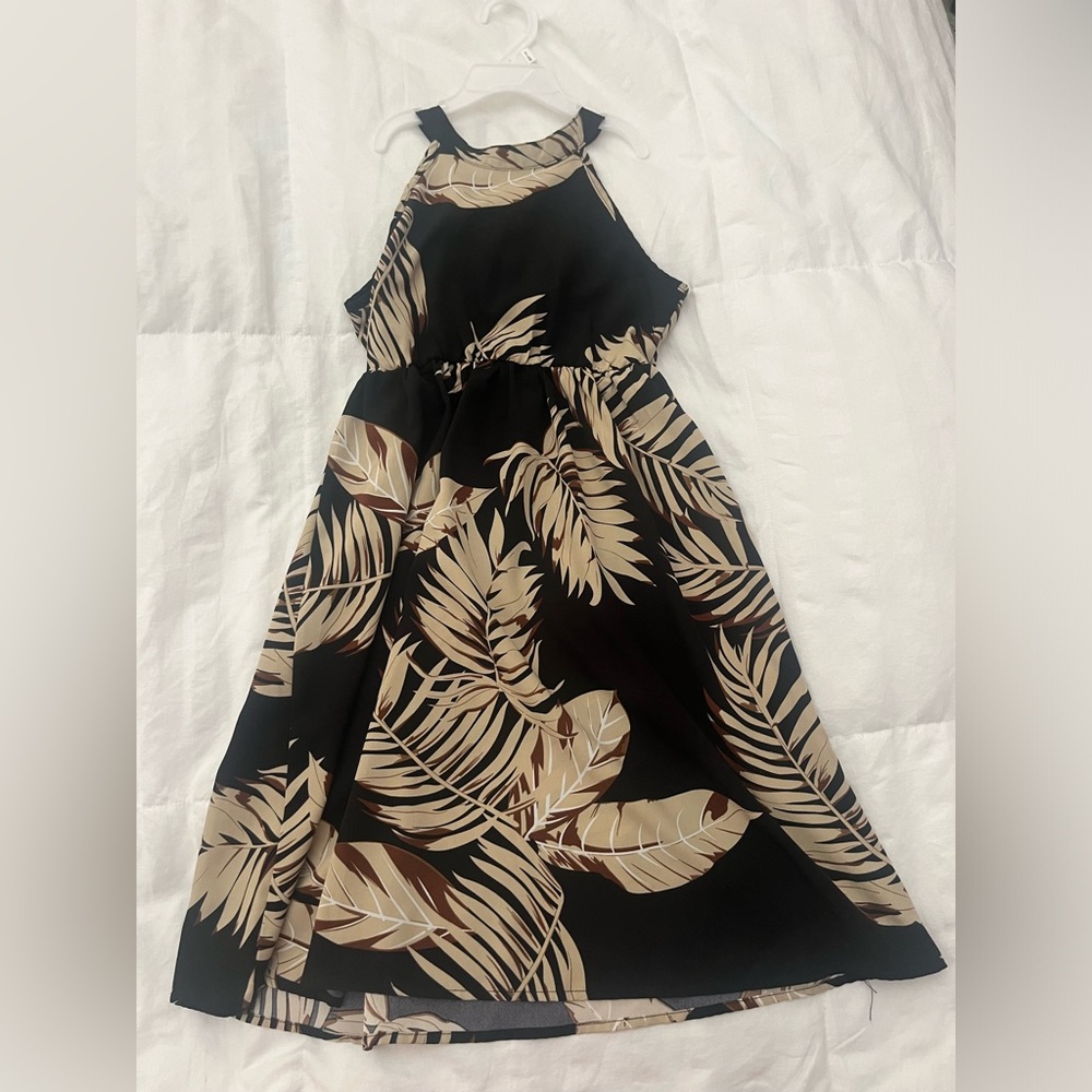PatPat Elegant Floral Kids' Dress - Cream, Black